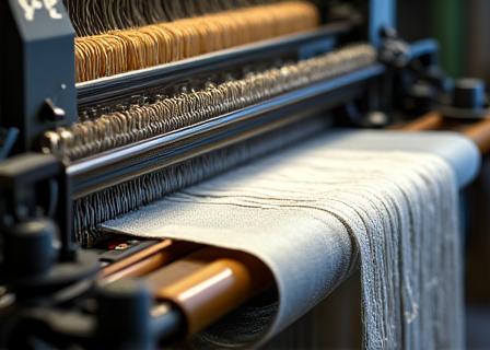 Un telaio Jacquard tradizionale in funzione nel nostro stabilimento di Como.